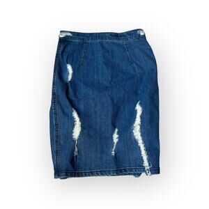 Kendall + Kylie Distressed Denim Skirt